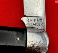 Vintage KA-BAR OLEAN, N.Y. 1-Blade Swayback Jack Folding Pocket Knife Slick Black c.1911-51