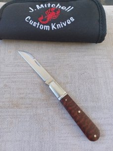 Jeffrey Mitchell Snakewood Lambsfoot Barlow, 3.75" closed..fluted bolsters. CPM-154..filework 