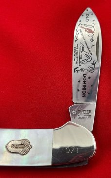 UNITED BOKER GERMANY Old Dominion Knife Collector’s  Club Canoe Pocket Knife MOP 1988 MINTMINT
