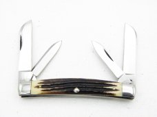 Queen Cutlery Co. #33 Congress in Winterbottom Bone: 3 1/2” closed; 1958-1960, etched blade, Q STEEL