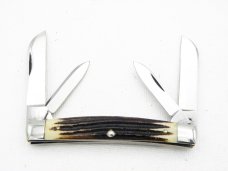 Queen Cutlery Co. #33 Congress in Winterbottom Bone: 3 1/2” closed; 1958-1960, etched blade, Q STEEL