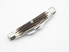 Queen Cutlery Co. #33 Congress in Winterbottom Bone: 3 1/2” closed; 1958-1960, etched blade, Q STEEL