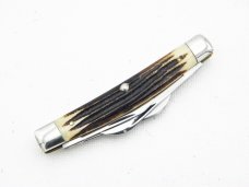 Queen Cutlery Co. #33 Congress in Winterbottom Bone: 3 1/2” closed; 1958-1960, etched blade, Q STEEL