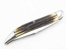 Queen Cutlery Co. #46 Fish Knife in Winterbottom Bone: 5 1/8” closed; 1955-1957, QUEEN STEEL tang 