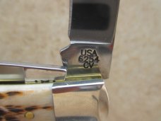 Case XX Amber Bone Peach Seed Jigged Trapper  CV Blades   New In Box 