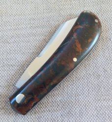 Jason Taber Wombat,3 5/8 closed, Cpm154, Russian Military Rag Micarta ,Coa and pouch, #4 made