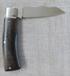 Jason Taber Native. 3.75" closed, Cpm154, Russian Military Rag Micarta ,Coa and pouch, #3 made