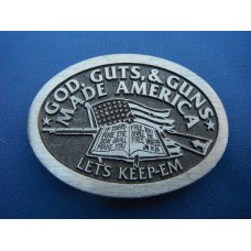 "God, Gut & Guns Made America Let's Keep 'em" Belt Buckle, Great condition!