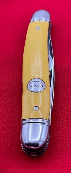 Vintage IMPERIAL PROV R.I. USA #802 Serpentine Jack Folding Pocket Knife c.1956-1988 Yellow Cell