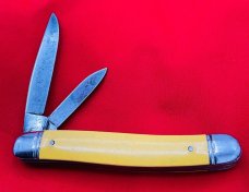Vintage IMPERIAL PROV R.I. USA #802 Serpentine Jack Folding Pocket Knife c.1956-1988 Yellow Cell