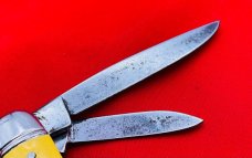 Vintage IMPERIAL PROV R.I. USA #802 Serpentine Jack Folding Pocket Knife c.1956-1988 Yellow Cell