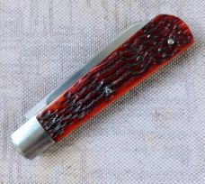 Pepe Jalomo Swayback Native..Jigged Amber Bone..Cpm154..4" closed..New from maker..pouch and coa 