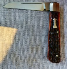 Pepe Jalomo Swayback Native..Jigged Amber Bone..Cpm154..4" closed..New from maker..pouch and coa 