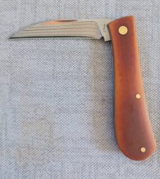 Jeff Pearce Butterscotch Westinghouse Swayback...Mokume San Mai..3 7/8" cld...coa and Maker's pouch