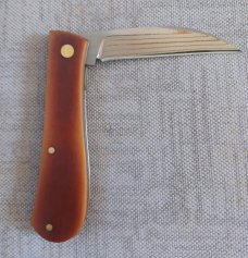 Jeff Pearce Butterscotch Westinghouse Swayback...Mokume San Mai..3 7/8" cld...coa and Maker's pouch