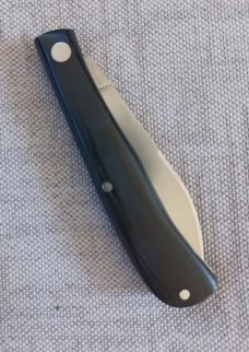 Jeff Pearce Black Linen Westinghouse Wharnie Trapper..Cpm154..3 7/8" cld...coa and Maker's pouch