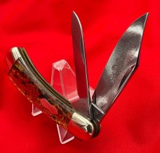 FIGHT’N ROOSTER 2-Blade Bar Style Jack Pocket Knife Christmas Tree Scales 2nd Gen 1982-1994 2nd Gen