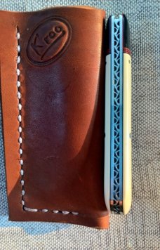 K'roo Raven..3.75".Antique Ivory Paper Micarta..Oryx Horn Bolsters.. rwl34. Filework spacers..liners
