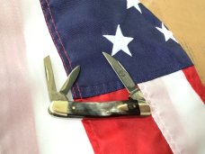 Vintage (HAND MADE) Bulldog Brand 3 Blade Whittler with Great Looking Buffalo Horn Handles & NOS