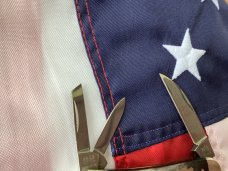 Vintage (HAND MADE) Bulldog Brand 3 Blade Whittler with Great Looking Buffalo Horn Handles & NOS