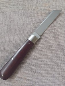 Mike Moran Straight Sheepsfoot Jack..Double Red Canvas MIcarta..Beadblasted A2...3 7/8"..coa,.pouch
