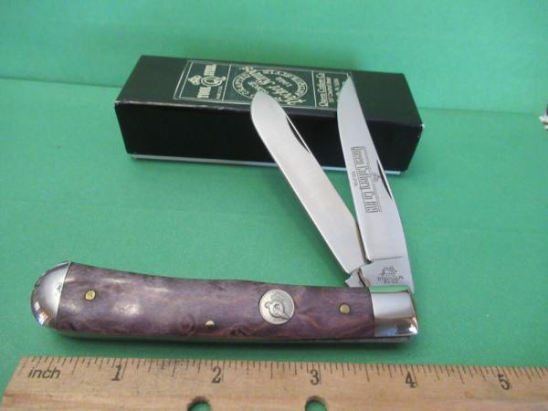 Queen Cutlery Birds Eye Maple Handle D-2 Steel Trapper Pattern # 19 BEM