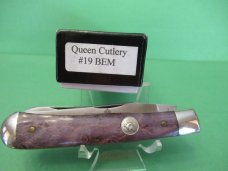 Queen Cutlery Birds Eye Maple Handle D-2 Steel Trapper Pattern # 19 BEM