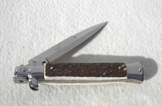 NEW F.LLi BELTRAME COLTELLERIE 9" GENUINE STAG ITALIAN STILETTO -  WITH BOX