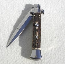 NEW F.LLi BELTRAME COLTELLERIE 9" GENUINE STAG ITALIAN STILETTO -  WITH BOX