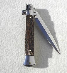 NEW F.LLi BELTRAME COLTELLERIE 9" GENUINE STAG ITALIAN STILETTO -  WITH BOX