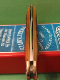 Queen Cutlery Titusville PA. Amber Stag Bone Sleeveboard Pen Pattern # 03 