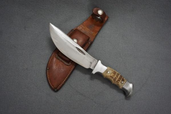 ++ VTG EARLY RARE UNSTAMPED RH RUANA 20-B DELUXE SKINNING KNIFE & LEATHER SHEATH ++