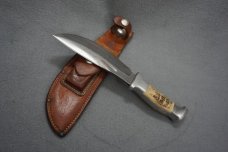 ++ VTG EARLY RARE UNSTAMPED RH RUANA 20-B DELUXE SKINNING KNIFE & LEATHER SHEATH ++