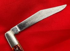 Vintage BOKER U.S.A.  Model 9293 1-Blade Fishtail Folding Pocket Knife Reddish Brown Bone Scales