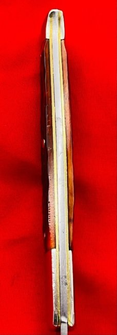 Vintage BOKER U.S.A.  Model 9293 1-Blade Fishtail Folding Pocket Knife Reddish Brown Bone Scales