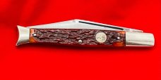 Vintage BOKER U.S.A.  Model 9293 1-Blade Fishtail Folding Pocket Knife Reddish Brown Bone Scales