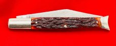 Vintage BOKER U.S.A.  Model 9293 1-Blade Fishtail Folding Pocket Knife Reddish Brown Bone Scales