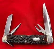 Vintage NEW YORK KNIFE Co Jumbo 4-Blade Camp/Utility Folding Pocket Knife c.1882-1931 Bone