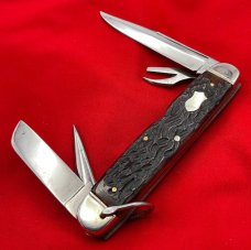 Vintage NEW YORK KNIFE Co Jumbo 4-Blade Camp/Utility Folding Pocket Knife c.1882-1931 Bone