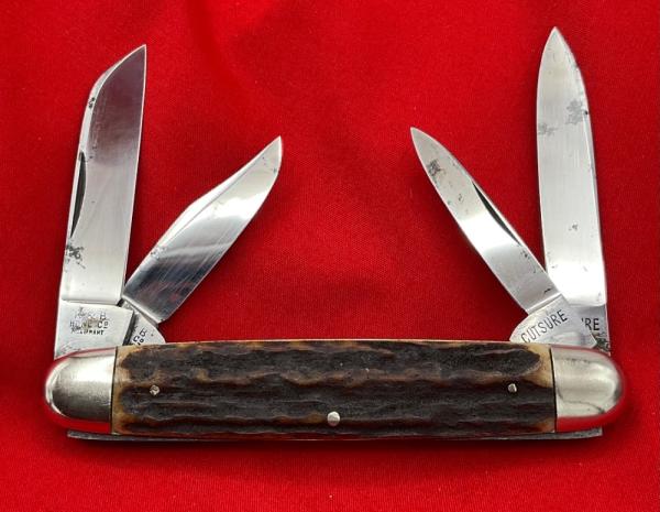 Vintage KRUSE & BAHLMAN HDWE CO CUTSURE Eq End Pen Pocket Knife c.1858-1962 Stag Salesman’s Sample Vintage KRUSE & BAHLMAN HDWE CO CUTSURE Eq End Pen Pocket Knife c.1858-1962 Stag Salesman’s Sample