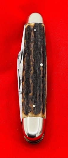 Vintage KRUSE & BAHLMAN HDWE CO CUTSURE Eq End Pen Pocket Knife c.1858-1962 Stag Salesman’s Sample