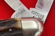Vintage KRUSE & BAHLMAN HDWE CO CUTSURE Eq End Pen Pocket Knife c.1858-1962 Stag Salesman’s Sample