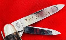 Vintage KRUSE & BAHLMAN HDWE CO CUTSURE Eq End Pen Pocket Knife c.1858-1962 Stag Salesman’s Sample