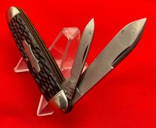 Vintage NEW YORK KNIFE CO Equal End Jack Folding Pocket Knife c.1856-1931 Exc. Condition Jigged Bone