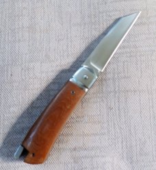 Vincenzo Balistreri Native Taillock..Brown Linen micarta....Fluted bolsters..440C..3 5/8" closed 