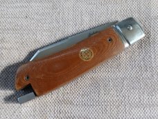 Vincenzo Balistreri Native Taillock..Brown Linen micarta....Fluted bolsters..440C..3 5/8" closed 