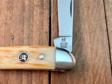 Henckels Made by Boker in Solingen Half Whittler/Pen Knife Burnt White Pinfeather Jigged Bone