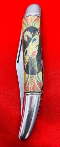 Vintage Imperial PROV USA 1-Blade Texas Toothpick w/Foil Scales Flying Mallard c.1946-1956