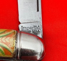 Vintage Imperial PROV USA 1-Blade Texas Toothpick w/Foil Scales Flying Mallard c.1946-1956