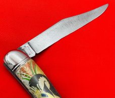Vintage Imperial PROV USA 1-Blade Texas Toothpick w/Foil Scales Flying Mallard c.1946-1956